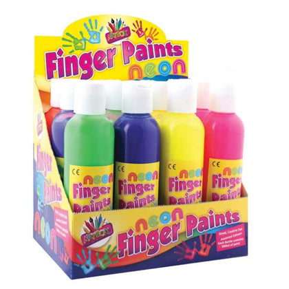 Box of 12 Neon Finger Paints
