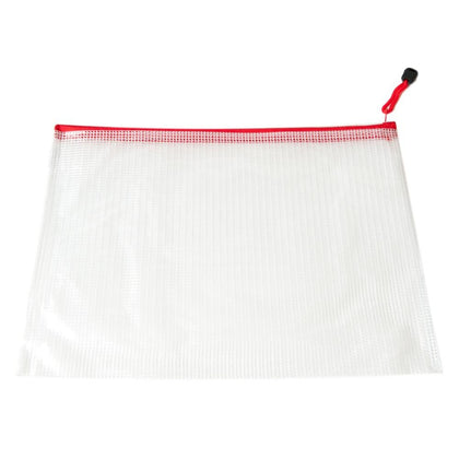 Pack of 12 A3 Red Zip Strong Mesh Bags - Tough Waterproof Storage