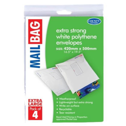 Pack of 4 Extra Large Mail Bags 420mm x 500mm