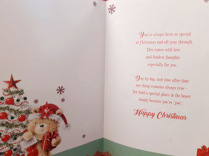 Especially For You Teddy With Stocking and Gift Design Christmas Card