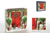 Pack of 5 Handcrafted Front Door with Wreath Design Christmas Greeting Cards