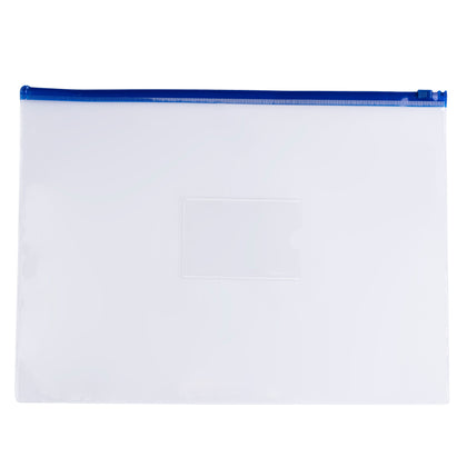 Pack of 12 A3 Clear Zippy Bags with Blue Zip