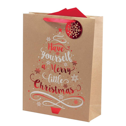 Tree And Text Design Extra Large Christmas Kraft Gift Bag