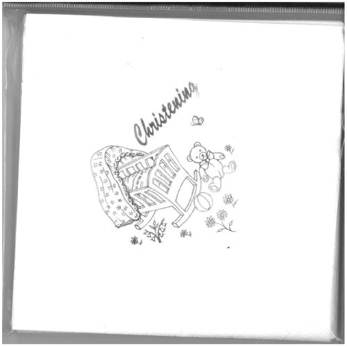 Pack of 15 Luxury Christening Teddy Silver Foil Finished Large Napkins (3 Ply)