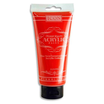 Pyrrole Red Acrylic Paint 200ml by Icon Art