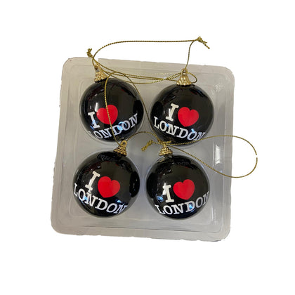 Pack of 4 I Love London Illustrated Souvenir Bauble