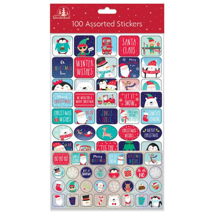Pack of 100 Assorted Christmas Stickers