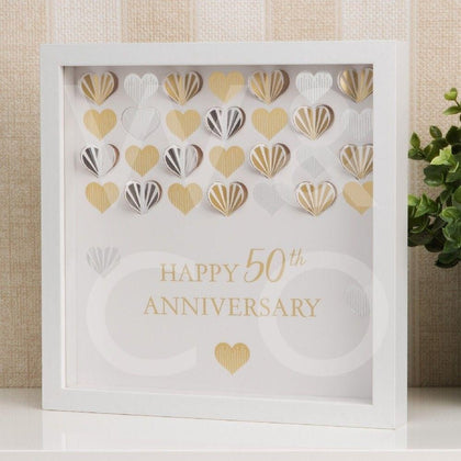 Celebrations White Framed Wall Plaque - 50th Golden Anniversary
