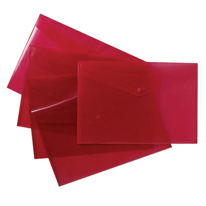 Red A4+ Foolscap Plastic Stud Document Wallet