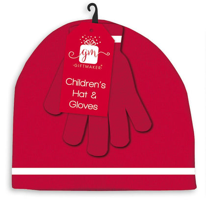 Children's Knitted Christmas Hat and Gloves Set