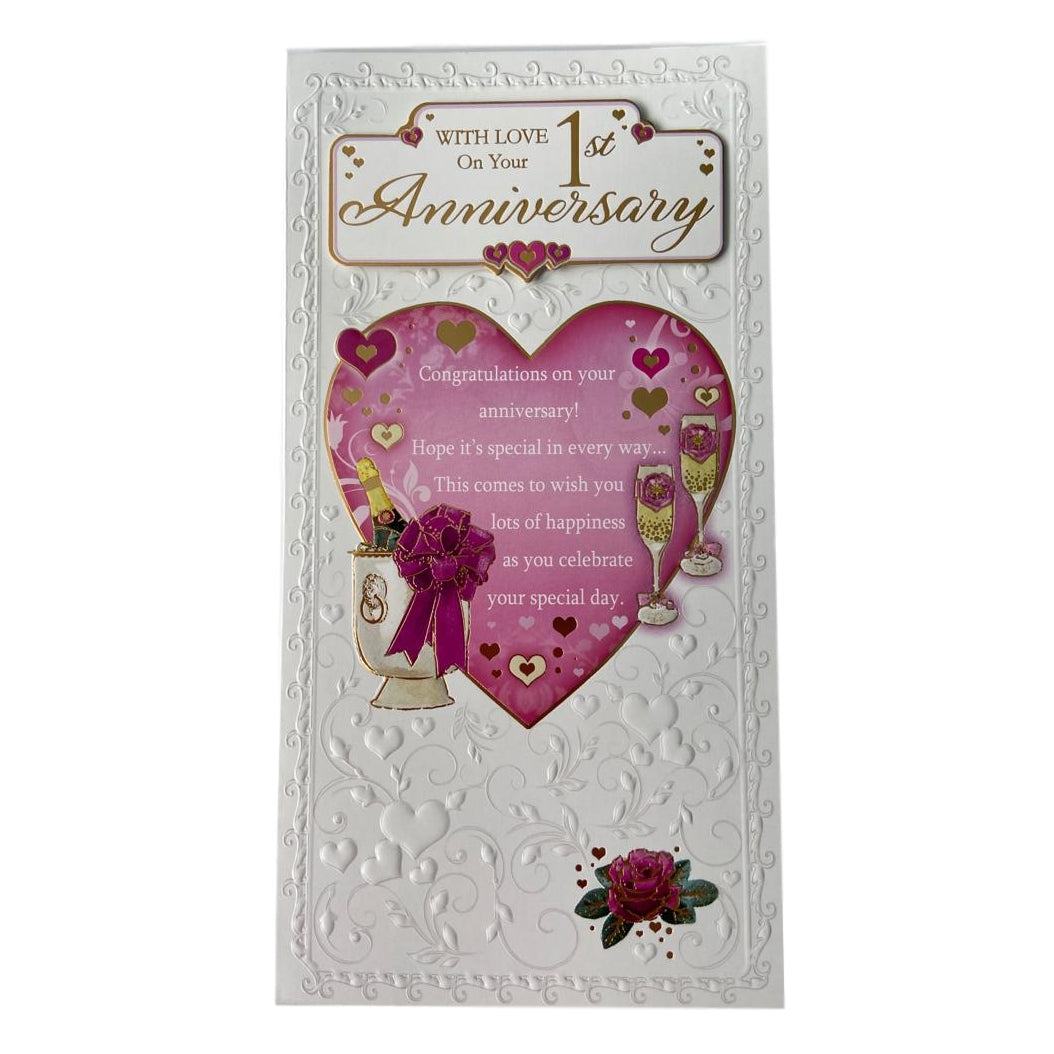 With Love On Your 1st Anniversary Soft Whispers Card