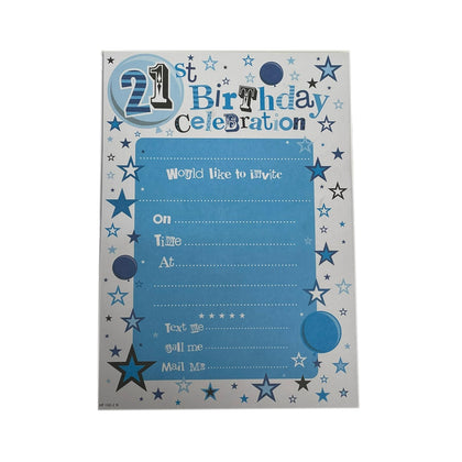 Pack of 20 21st Birthday Party Celebrations Invitations Sheets With Envelopes