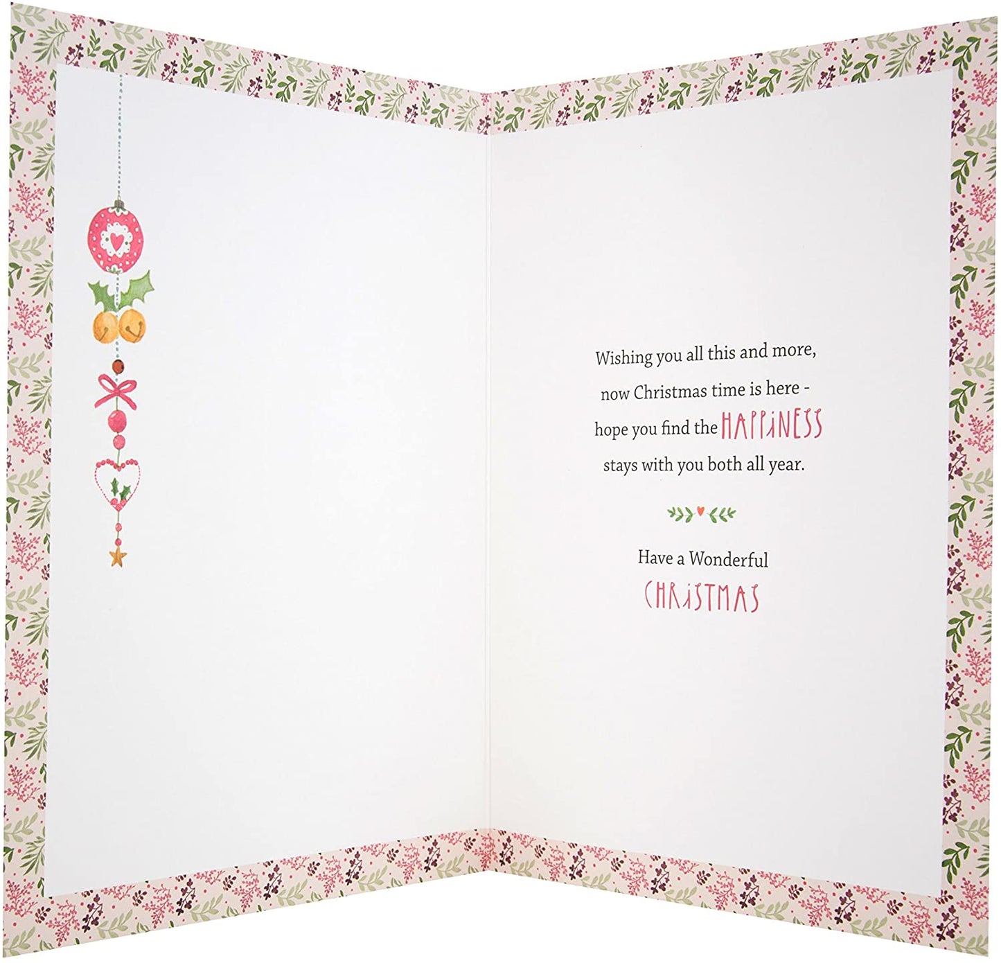 For Both of You Heart Shape Hanging Design 3D Finished Christmas Card