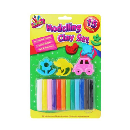 Pack of 15 Piece Modelling Clay Set with Tools