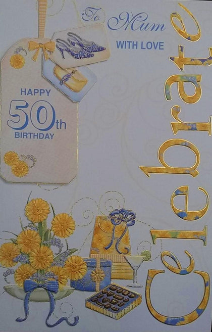 Happy 50th Birthday Mum With Love card