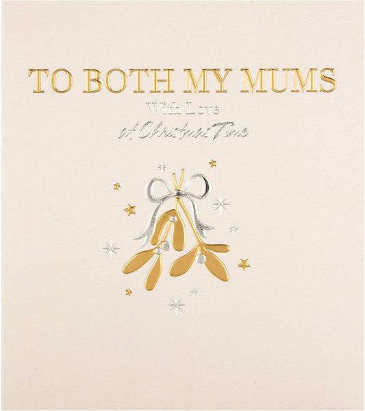 Christmas Studio Card for 'Both My Mums' with Simple Gold Foiled Design