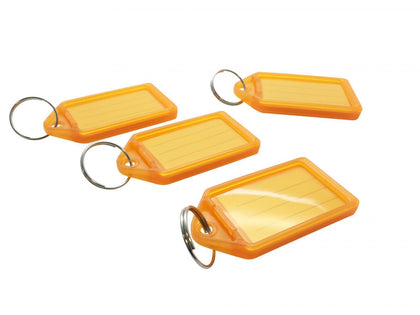 Pack of 50 Large Orange Identity Tag Key Rings - Sliding Fob Keyrings Coloured