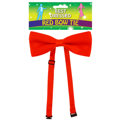 Mens Satin Plain Red Pre Tied Ajustable Bow Tie