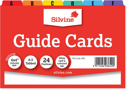 White Cards And Coloured Tab A-Z Guide Cards 152 x 102mm (6