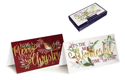 Pack of 20 Luxury Whimsical Text Design Slim Christmas Greeting Cards