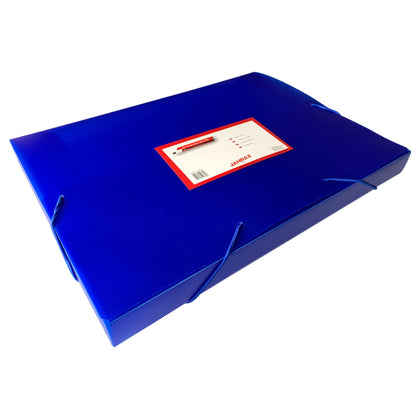 A4 Clearview Blue Box File with Elastic Closure