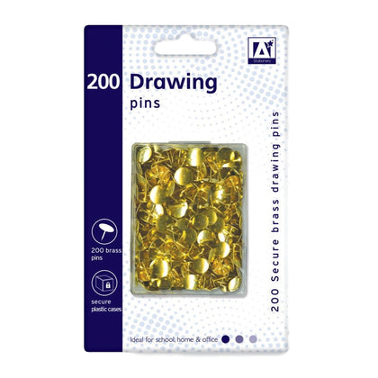 Pack of 200 Brass Drawing Pins In Hardcase
