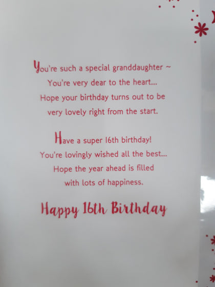 To a Special Granddaughter On Your 16th Birthday Celebrity Style Greeting Card