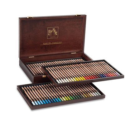Caran d'Ache 84 Assorted Colour Pastel Pencils in Luxury Wooden Box