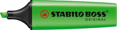 Pack of 3 Green Stabilo Boss Highlighters  Fluorescent Colours Water-Based Ink