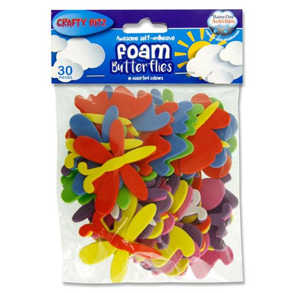 Pack of 30 Self Adhesive Butterflies Shape Foam Stickers by Crafty Bitz