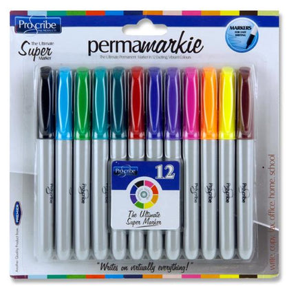 Pack of 12 Permanent Permamarkie Markers by Pro:scribe