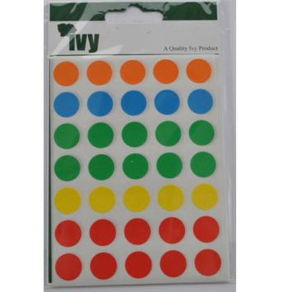 Pack of 140 Assorted Fluorescent 13mm Round Sticky Dots