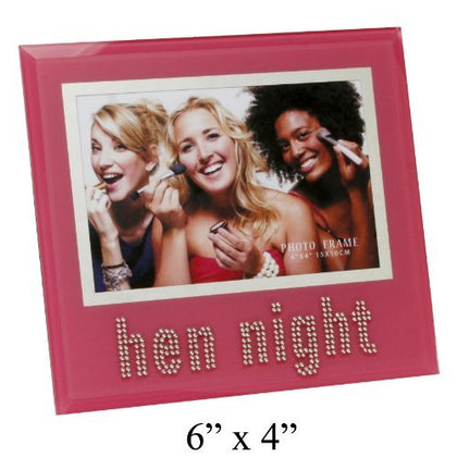 Hen Night Pink Glass Photo Frame with Crystal Words