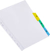 A4 White 1-5 Index Multi-punched Reinforced Board Multi-Colour Numbered Tabs