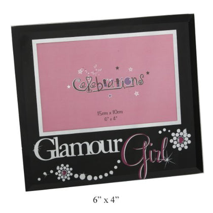 Black Glass Glamour Girl Photo Picture Frame 6x4