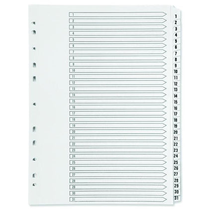 Q-Connect 1-31 Index Multi-Punched Reinforced Board Clear Tab A4 White KF01936