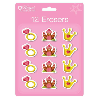 Pack of 12 Princess Erasers - 3 Assorted Designs
