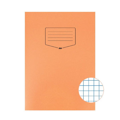 Pack of 100 Tough Shell Covers A4 Orange Exercise Books - 7mm Squares