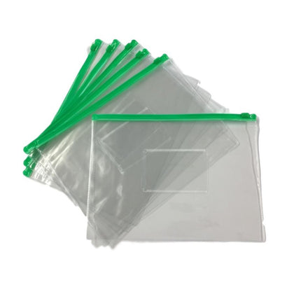 Pack of 12 A5 Green Zip Zippy Bags