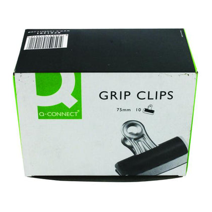 Q-Connect Grip Clip 75mm Black (Pack of 10)