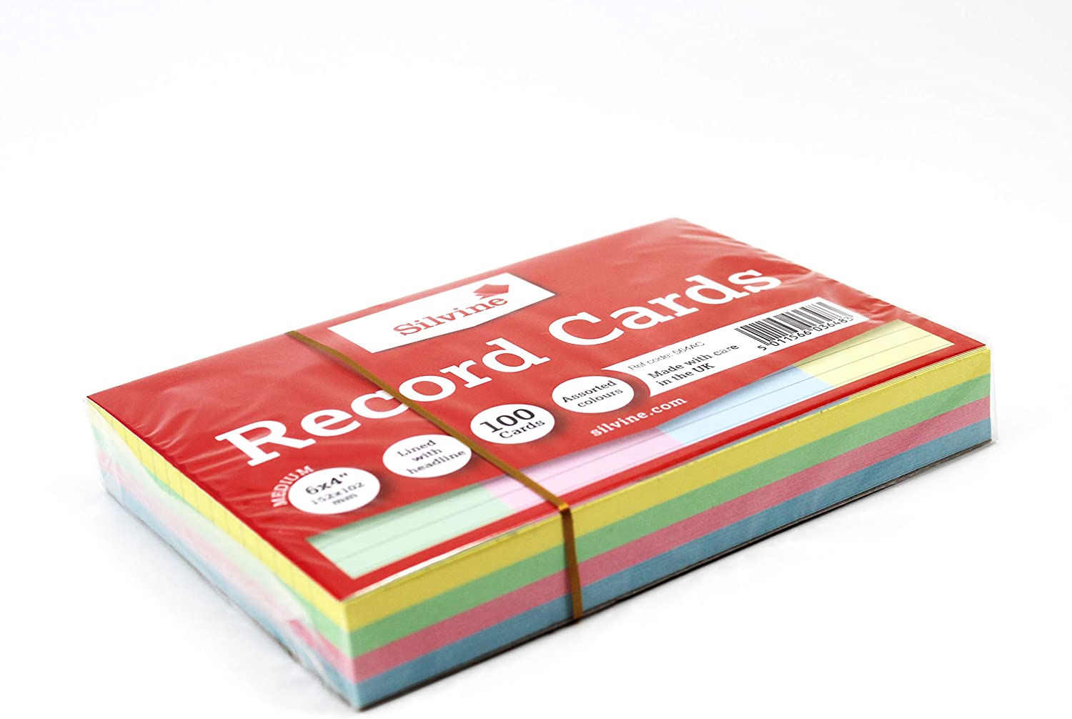 Pack of 100 Silvine Ruled Record Cards 152x101mm - Assorted Colours ...