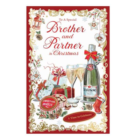 To a Special Brother and Partner Elegant Christmas Celebration Card