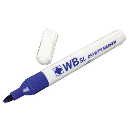 Pack of 10 Blue Bullet Tip Whiteboard Marker Pens