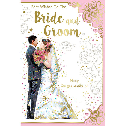 Best Wishes To The Bride and Groom Many Congratulations Celebrity Style Greeting Card