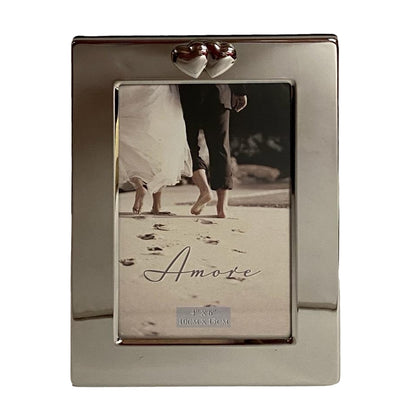 Amore Silver Finish Photo Frame with Wide Boarder & Hearts 4