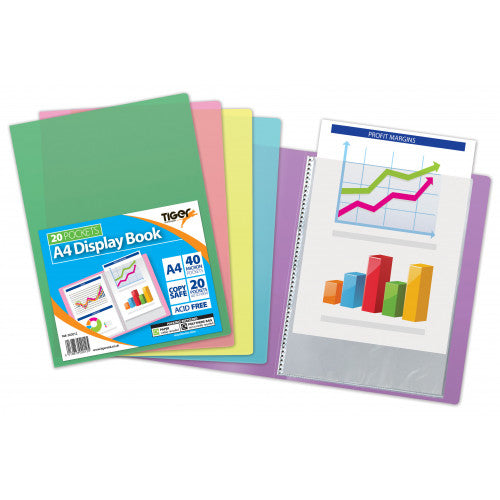  A4 20 Pockets Flexi Display Pastel Colours Book
