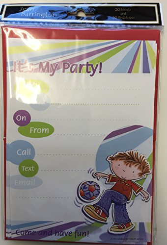 Pack of 20 Children's Cute It's My Party! Notes & Envelopes Football Design