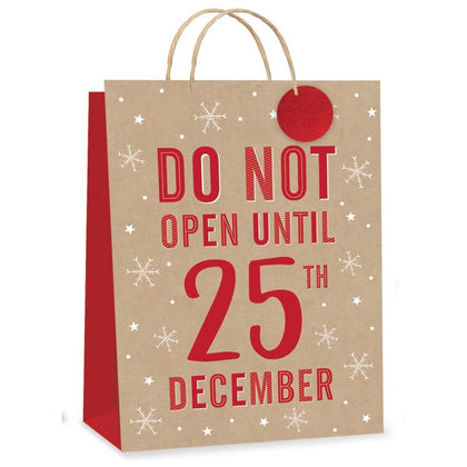 Red Kraft Do Not Open Design Extra Large Christmas Gift Bag