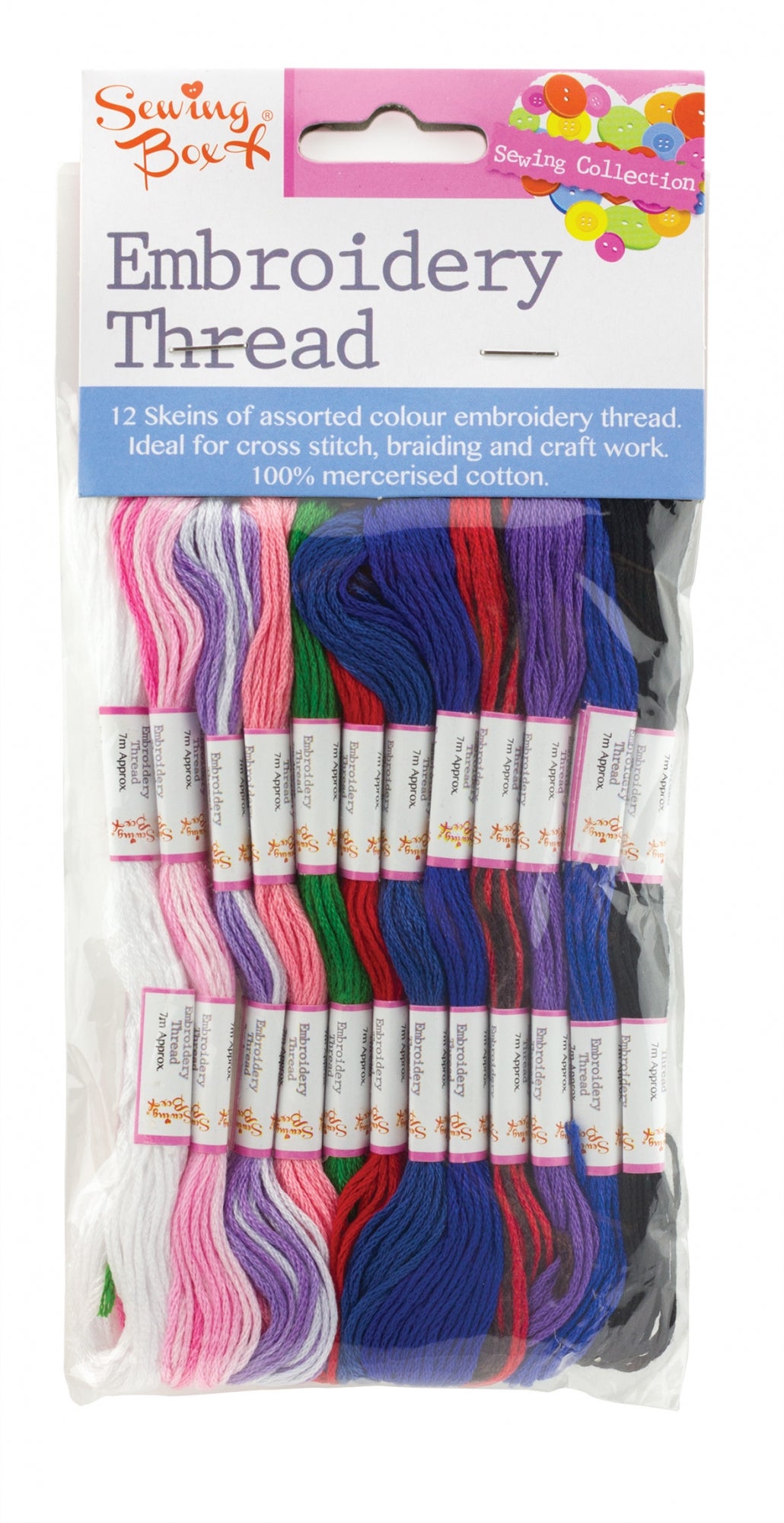 12 Assorted Colours Embroidery Threads