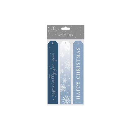 12 Long Luggage Glitter and Foil Text Gift Tags